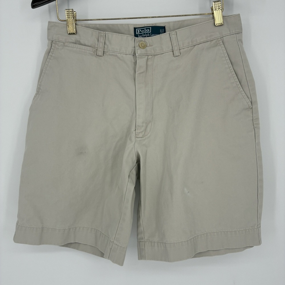 Polo Ralph Lauren Prospect Chino Shorts Beige Cotton 32 9" Vintage VTG PRL